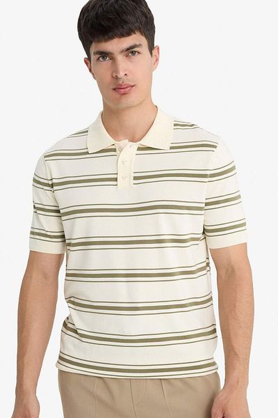DeFacto Striped Knitwear Short Sleeve Polo T-Shirt F6331Ax25Sm