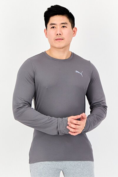 Puma Men Sportswear Fit Long Sleeve Running T-Shirts, Grey