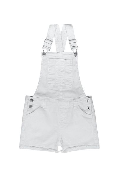 Minoti - Denim Short Dungaree - White