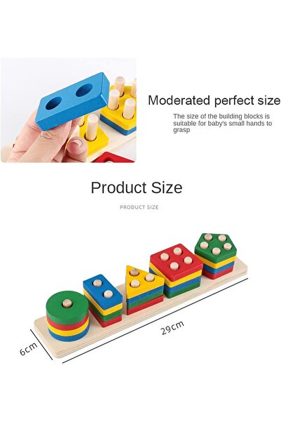 Yelajoy Wooden Sorting Stacking Toy,Shape Color Recognition Block,Early Educational Puzzles Gift for Kids