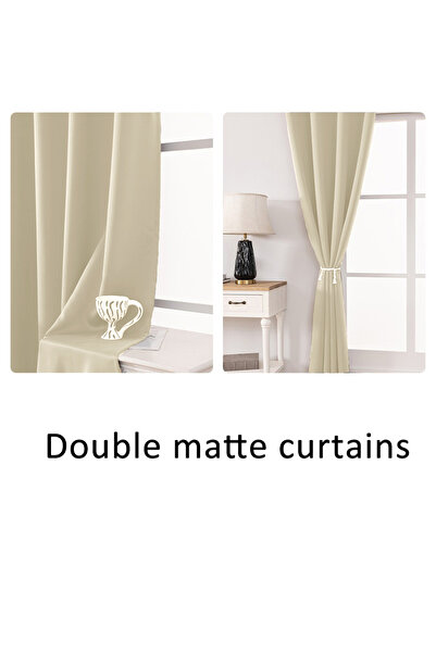 Generic Solid Blackout Curtains, 1 Panel Drapes Grommet Room Window Curtains (Beige 106W x 213H cm)