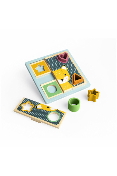 BIGJIGS Toys Puzzle cu sortator forme - Animalute