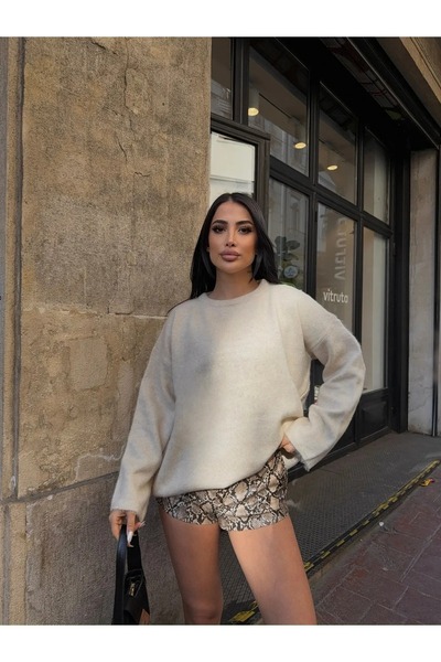 K-ODEA BUTİK Women's Oversize Knitwear Sweater — Soft Textured Crew Neck