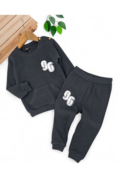 Ege Bebek Baby Boy 96 Embroidered Waffle Fabric Seasonal 6-9-12-18-24 Months Long Sleeve Daily Baby Set