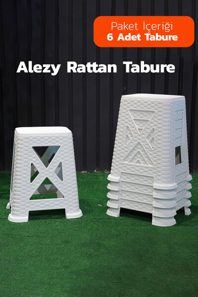 Alezy TB300 Rattan Tabure Büyük Boy 38x24cm 6 ADET