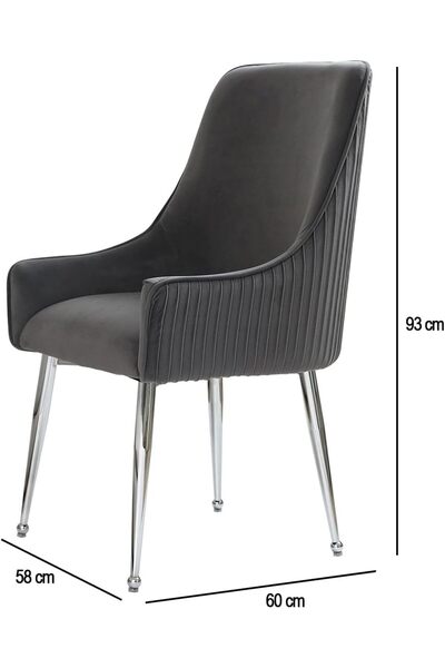 Vanity Living Dining Chair Set Of 2 with Soft Grey Velvet Seat for Living & Bedroom, Kitchen Lounge