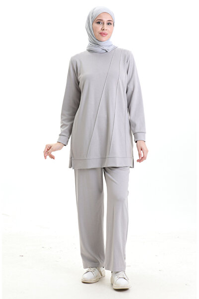 sefamerve Slit Stitched Sports Double Suit 20051-01 Gray