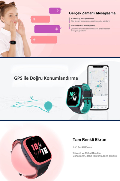 SWORD 4G Akıllı Çocuk Saati, Gorilla Cam, Sesli, Görüntülü, IP68, Uzun Pil Ömrü, Doğru Konum SW-KIDS