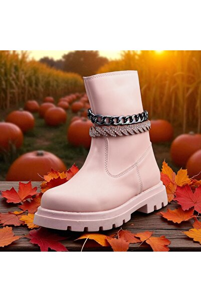 JOJO KIDS kız çocuk su geçirmez bot , soğuk havaya dayanıklı çizme , fermuarlı , polar astar , kaymaz taban