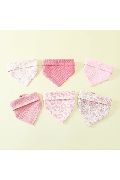 choice2 طقم مرايل أطفال وردي اللون، مكون من 6 قطع، مصنوع من القطن، منشفة لعاب...