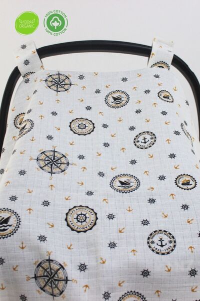 DeviCoo غطاء عربة أطفال من الموسلين العضوي مصنوع من القطن بنسبة 100%