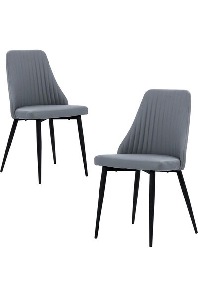 Vanity Living Modern Dining Chairs Set of 2 with Grey PU Cushion Seat Back