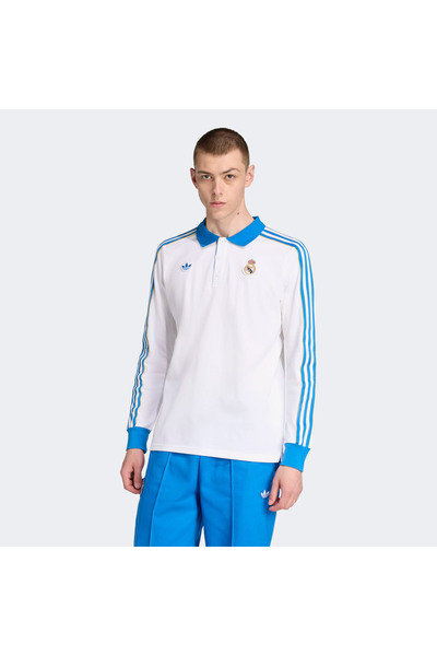 adidas Real Madrid Terrace Icons Erkek Beyaz/Mavi Polo T-Shirt