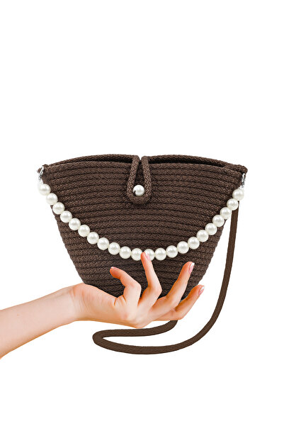 SHAKA Кавовий колір SHK245 Перлинний плетений матеріал Односекційна сумка на ...