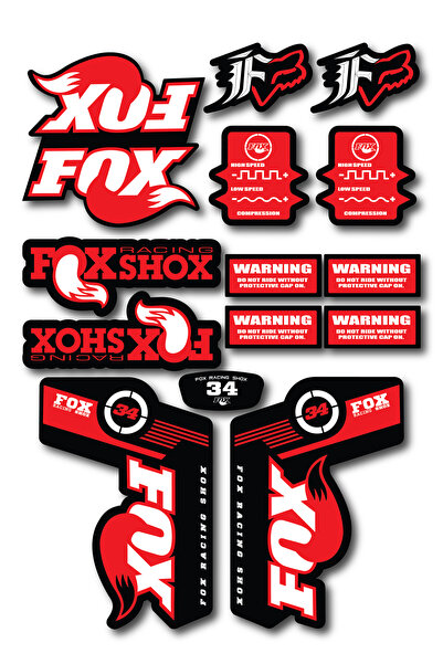 ca kay bu Fox 34 Bisiklet Maşa Sticker Seti – 15 Parça | Fox Racing Shox Etik...