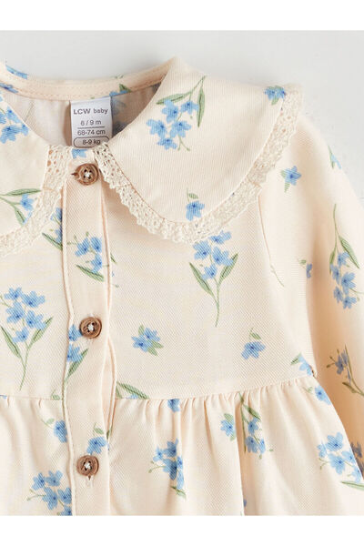 LC Waikiki New Season Baby Collar Ruffled Printed Baby Girl Dress