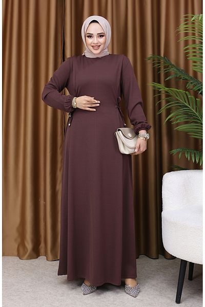 sefamerve Gathered Dress 5110-05 Brown