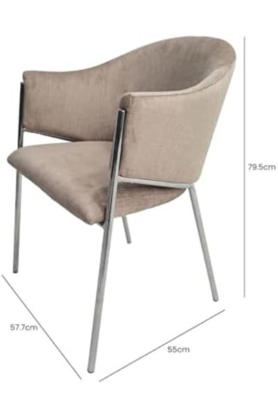 Vanity Living Modern Armchair Set of 2 With Velvet Fabric, 79.5cm Accent Dining Room Chair For Bedro