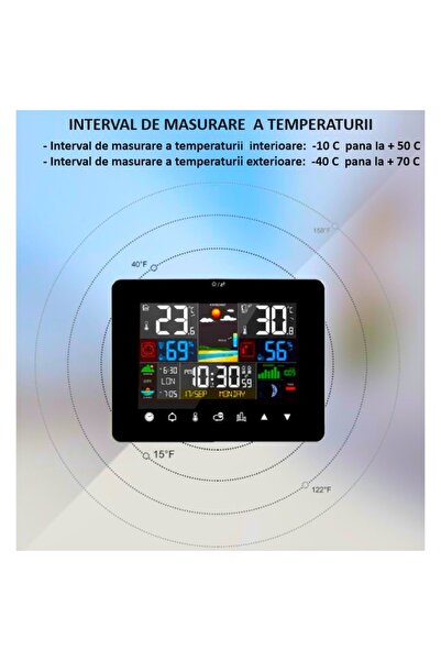 OEM Weather Station with External Transmitter, LCD Screen, 16.5x12.8x2.8 cm