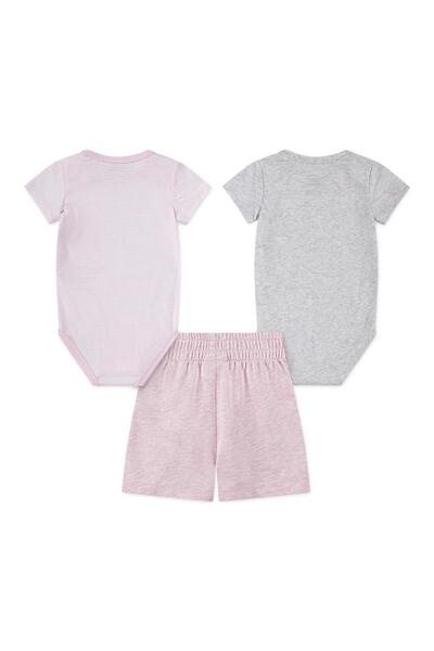 Nike NKN Best Ripe Swoosh Fetti Set of Bodysuits and Pair of Shorts - Pink