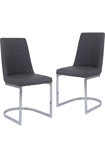 Vanity Living Faux Leather Armless Dining Chairs Set of 2 – Chrome Steel Frame – Upholstered Acc