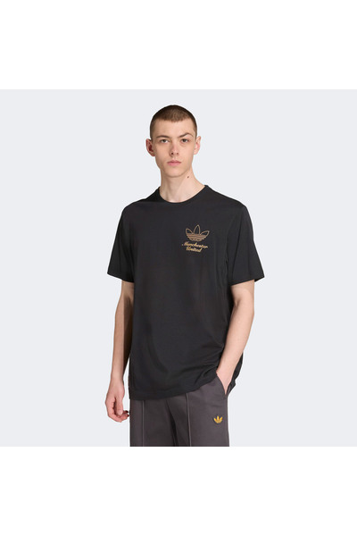 adidas Ανδρικό μαύρο μπλουζάκι με γραφικά σύμβολα της Manchester United Terrace