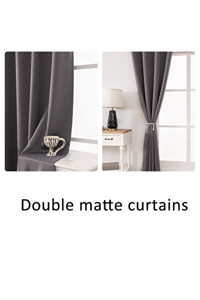 Generic Solid Blackout Curtains, 1 Panel Drapes Grommet Room Window Curtains (Grey 106W x 213H cm)