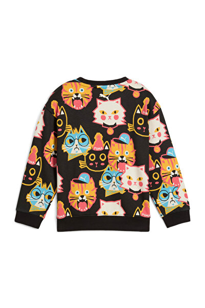 Puma Детска черна блуза с обло деколте Moody Cat Crew