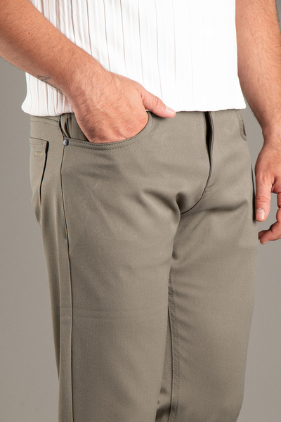 ZEKİ ÖZER Men's Khaki Stretch Linen Pants