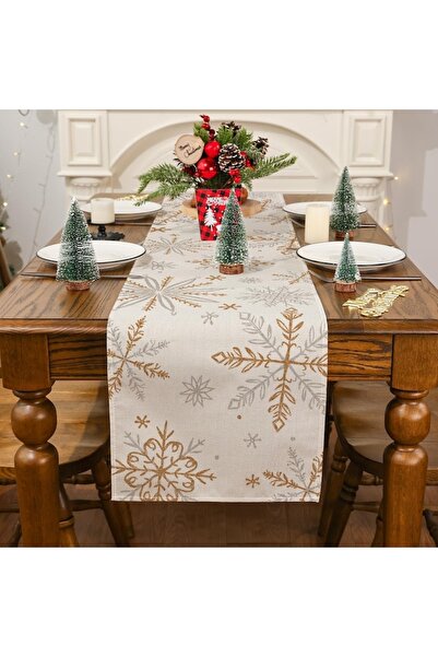 OEM Table Runner, Snowflake Model, White, 183x33cm