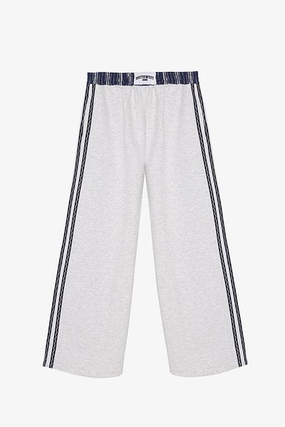 Quzu Patterned Stripe Detailed Elastic Waist Wide Leg Trousers Karmelange
