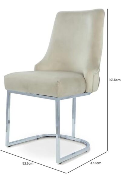 Vanity Living Set of 2 Taupe Velvet Dining Chair with Chrome Legs - Bianca