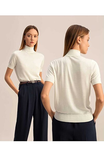 youknitwear you Tricou Mina cu gât 100% bumbac