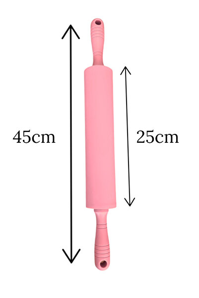 Multiamo Large Size Silicone Dough Rolling Mat Bamboo Handle Silicone Roller Metal Dough Cutting Apparatus Salmon