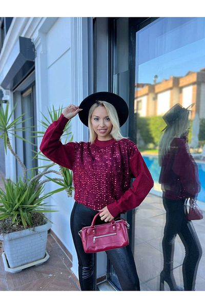 For Angels Towel Knitted Front Sequin Sweater