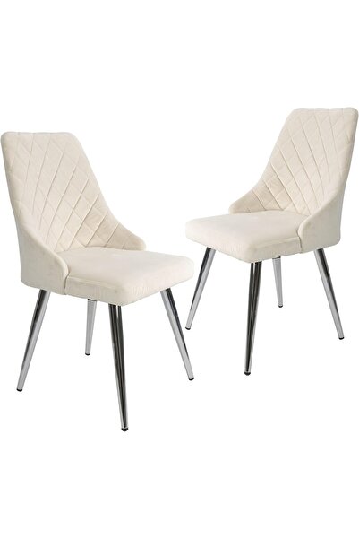 Vanity Living مجموعة من كرسيين لتناول الطعام من قماش مخملي، كرسي مميز 87 سم لغرفة الطعام مع كروم