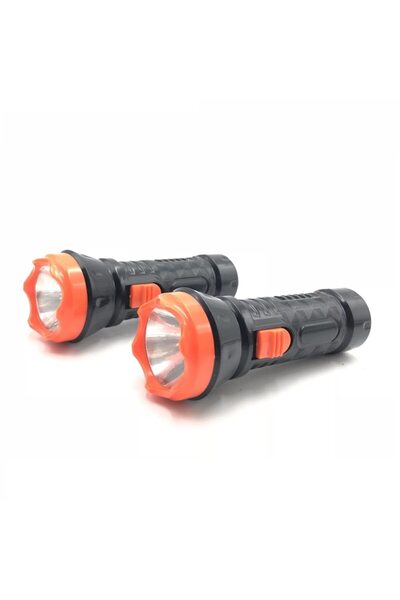 OEM LED flashlight with batteries, plastic, black