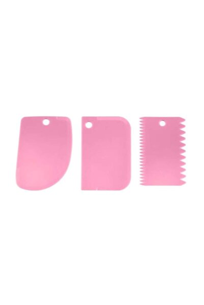 wei inox Set 3 spatule pentru prăjituri, plastic, roz, 10x8 cm