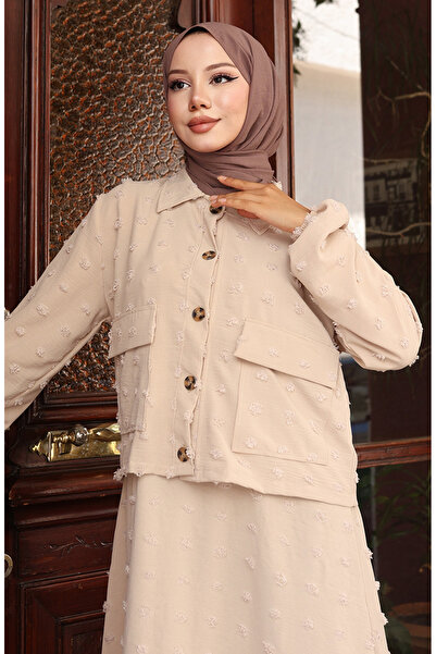 sefamerve Double Suit with Elastic Sleeves Jacket 0133-02 Mink