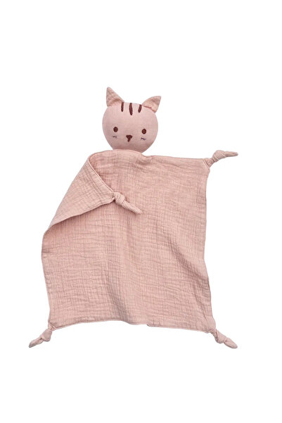 Choice Pink Soft Cotton Muslin Baby Bib Stuffed Cat Doll Newborn Appease Towe...