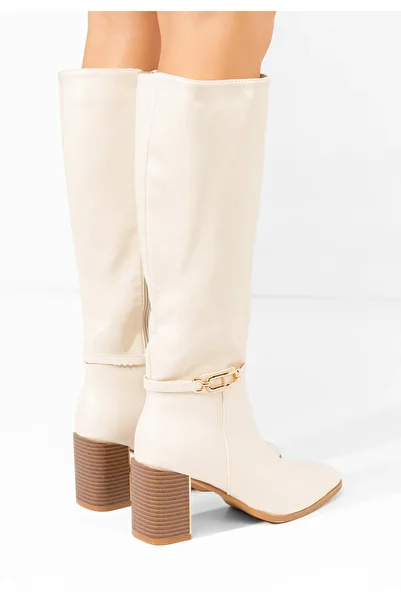 B T Shoes Ψηλές μπότες με χοντρό τακούνι Darela μπεζ