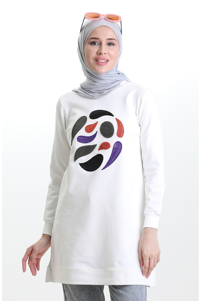 sefamerve Ribbed Slit araboy tunic 9117-06 white