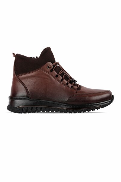 Lal Shoes & Bags حذاء دين لاستيك ديتيل نسائي من الجلد الطبيعي - بني