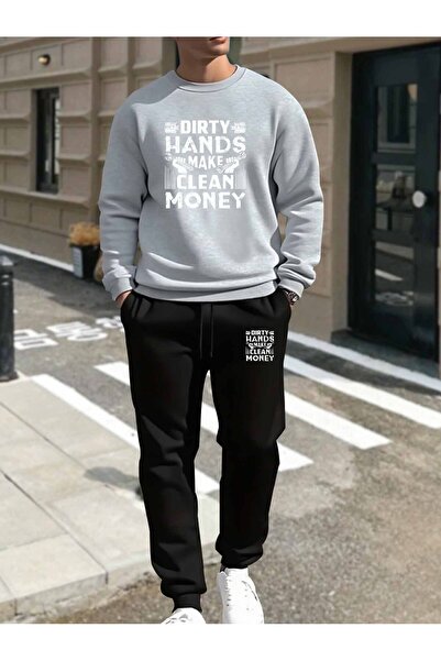 Lider Leather طقم رياضي مطبوع برقبة دائرية للجنسين من نسيج القطن والبوليستر و...