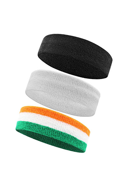 Aolikes عصابات رأس رياضية مقاومة للعرق، 3 قطع، باللون الأسود والأبيض ومتعدد ا...