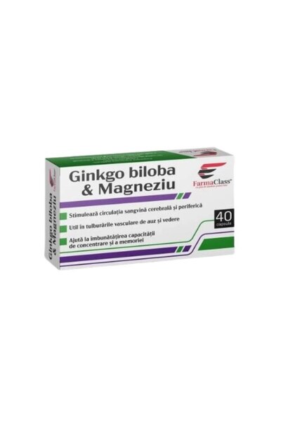 FarmaClass Ginkgo Biloba și Magneziu (Nou) 40 Capsule Farma Class