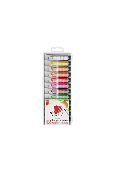 ICO Acuarele tempera la tub, pe baza de apa, Arici 12 ml, 12 culori/set