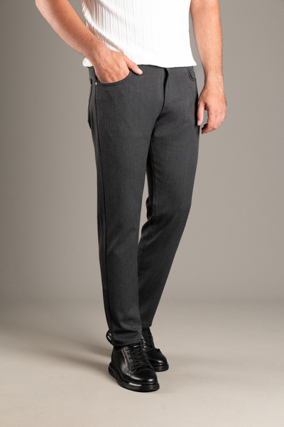 ZEKİ ÖZER Men's Anthracite Flexible Linen Pants