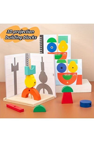 Choice مكعبات بناء مكعبات بناء خشبية مع مساحة إسقاط ثلاثية الأبعاد مجسمة مطاب...