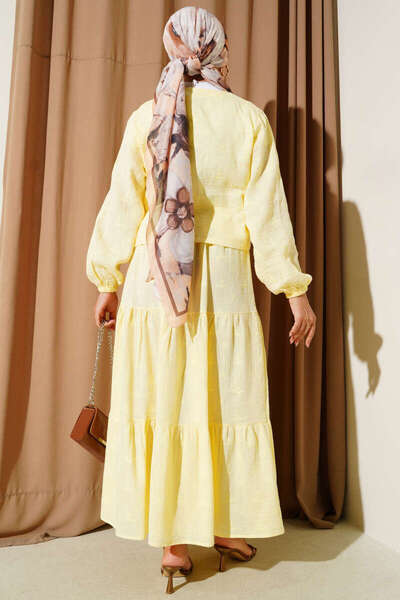 VOLT CLOTHİNG Floral Leaf Embroidered Skirted Double Suit